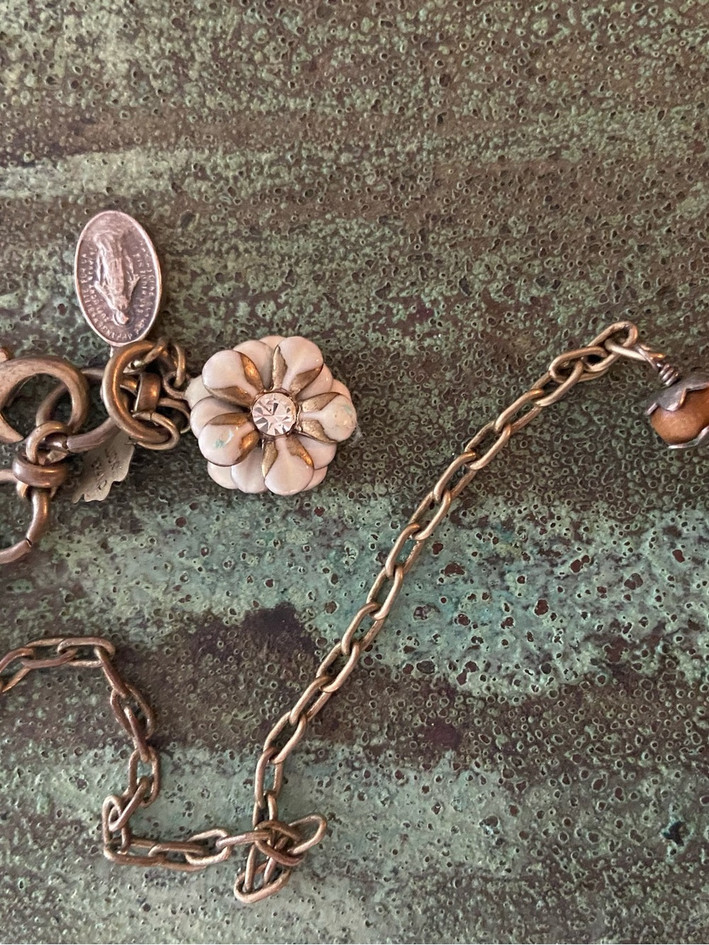 Lucky Brand Gold-Tone Necklace with Brown Enamel Beads and Flower Charm - Picture 3 of 3